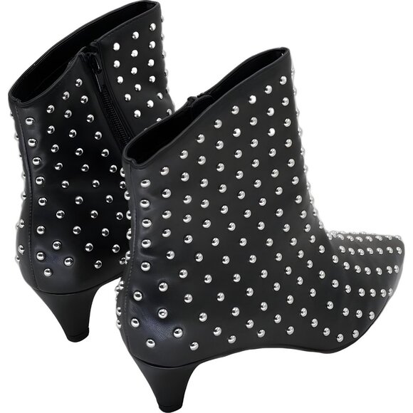 AQUA Ellis Studded Pointed-Toe Booties Ankle Boots Black Women US 9.5 - Picture 3 of 6